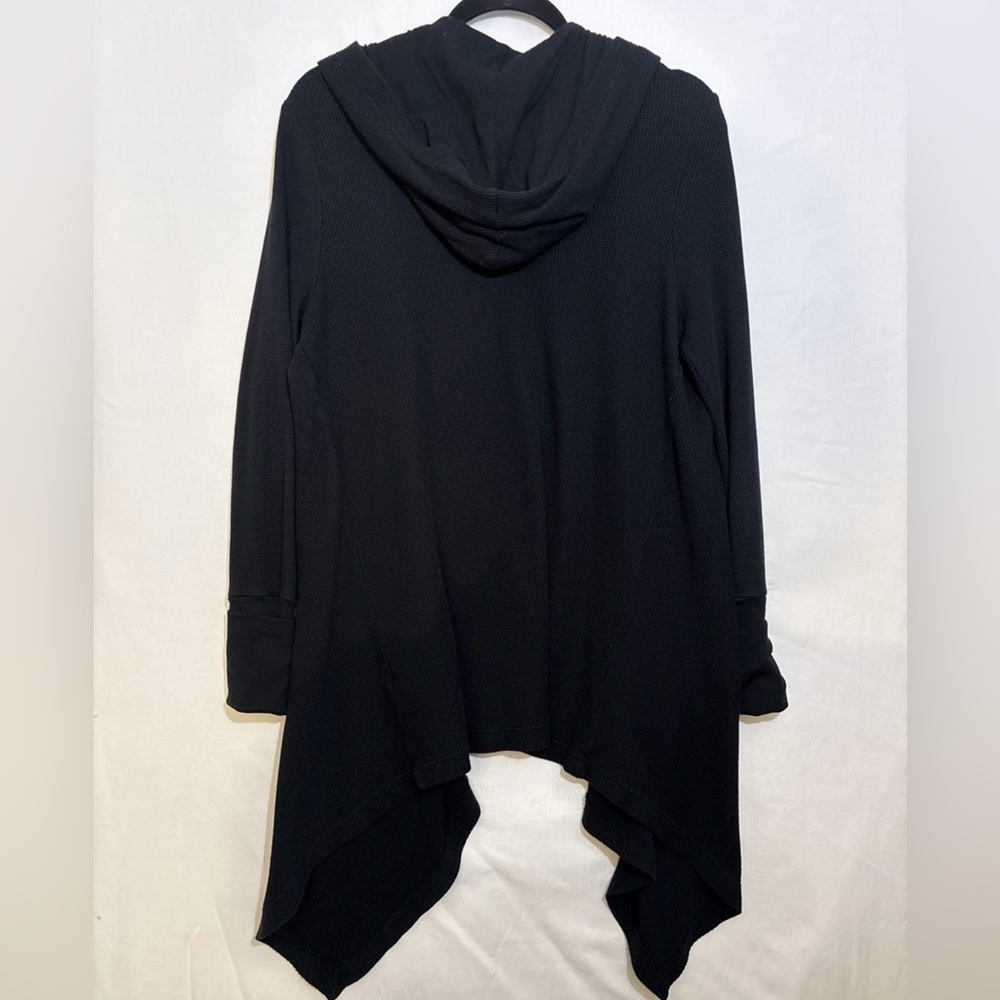 Splendid Thermal Cotton Cardigan Sz XL Waffle Knit Hooded Open Front Waterfall - Picture 6 of 9